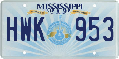 MS license plate HWK953