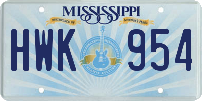 MS license plate HWK954