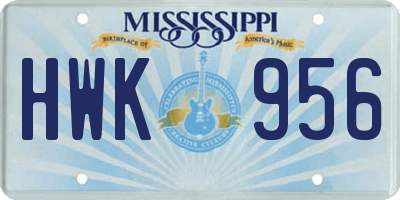 MS license plate HWK956