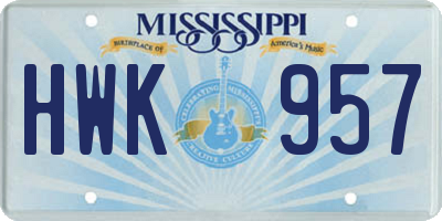 MS license plate HWK957