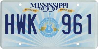 MS license plate HWK961
