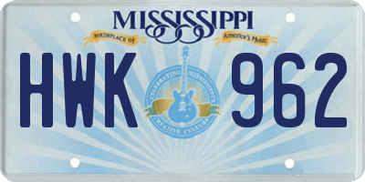MS license plate HWK962