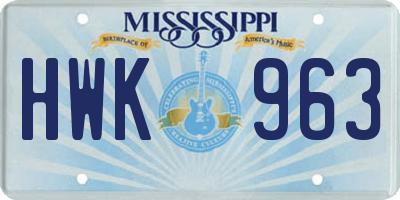 MS license plate HWK963