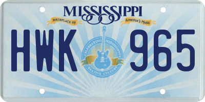 MS license plate HWK965
