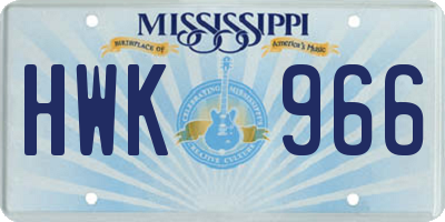MS license plate HWK966