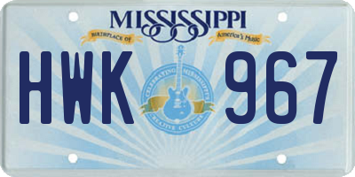 MS license plate HWK967