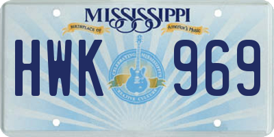 MS license plate HWK969