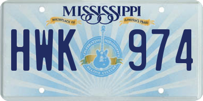 MS license plate HWK974