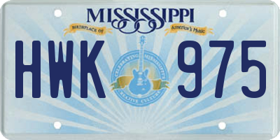 MS license plate HWK975