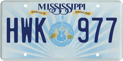 MS license plate HWK977