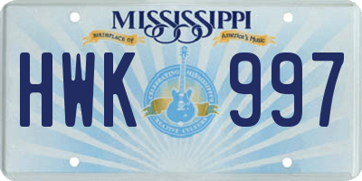 MS license plate HWK997