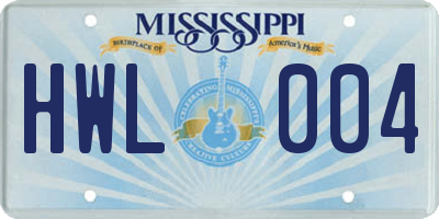 MS license plate HWL004
