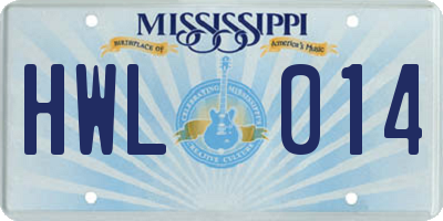 MS license plate HWL014