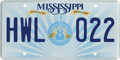 MS license plate HWL022