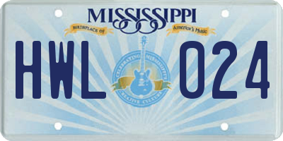 MS license plate HWL024
