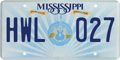 MS license plate HWL027
