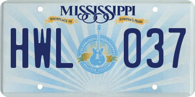 MS license plate HWL037