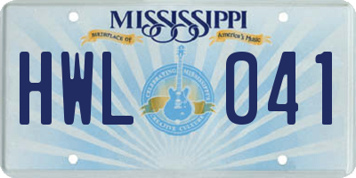 MS license plate HWL041