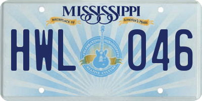 MS license plate HWL046