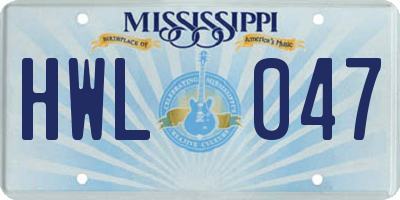 MS license plate HWL047