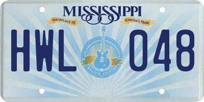 MS license plate HWL048