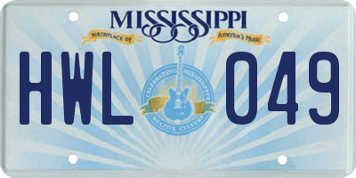 MS license plate HWL049