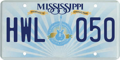 MS license plate HWL050