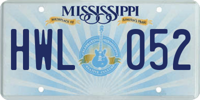 MS license plate HWL052
