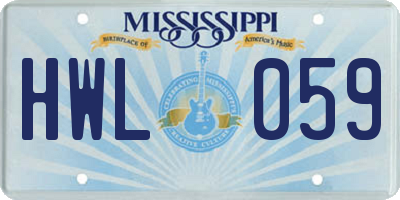 MS license plate HWL059