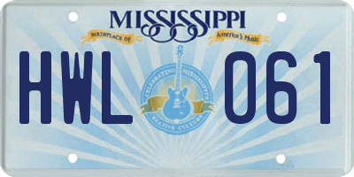 MS license plate HWL061