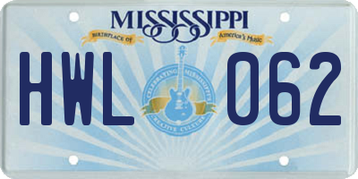 MS license plate HWL062