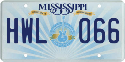 MS license plate HWL066