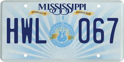 MS license plate HWL067