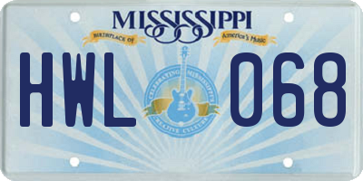 MS license plate HWL068