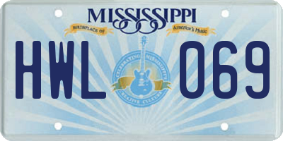 MS license plate HWL069