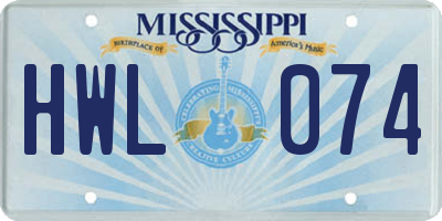 MS license plate HWL074