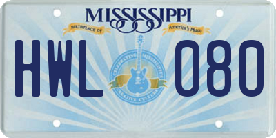 MS license plate HWL080