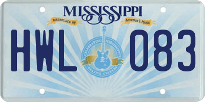 MS license plate HWL083