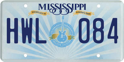 MS license plate HWL084