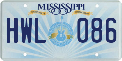 MS license plate HWL086