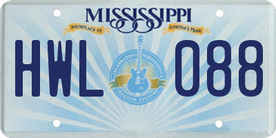MS license plate HWL088