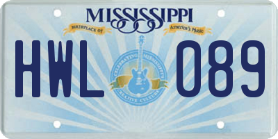 MS license plate HWL089