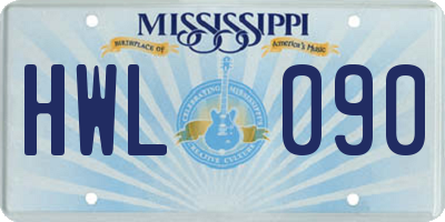 MS license plate HWL090