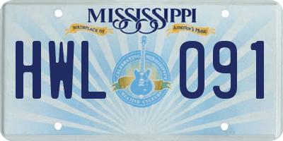 MS license plate HWL091