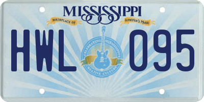 MS license plate HWL095