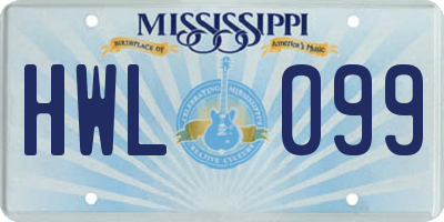 MS license plate HWL099