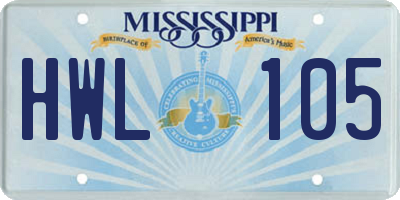 MS license plate HWL105