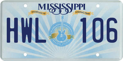 MS license plate HWL106