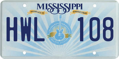 MS license plate HWL108