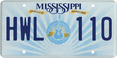 MS license plate HWL110